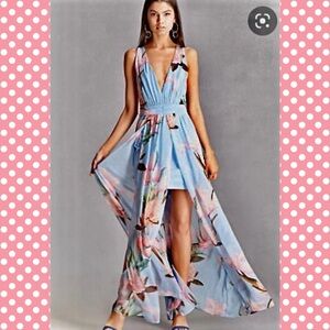 Lulumari Sleeveless Floral Chiffon Maxi Dress - Medium